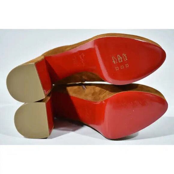 Christian Louboutin Movida Booty 130 Brown Foxy Platform Block Heel Boot 39.5 - Picture 12 of 12